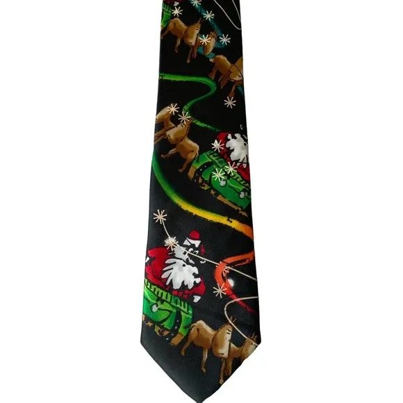 Jerry Garcia Christmas Tie Santa, Reindeer Collection 62 Black 60