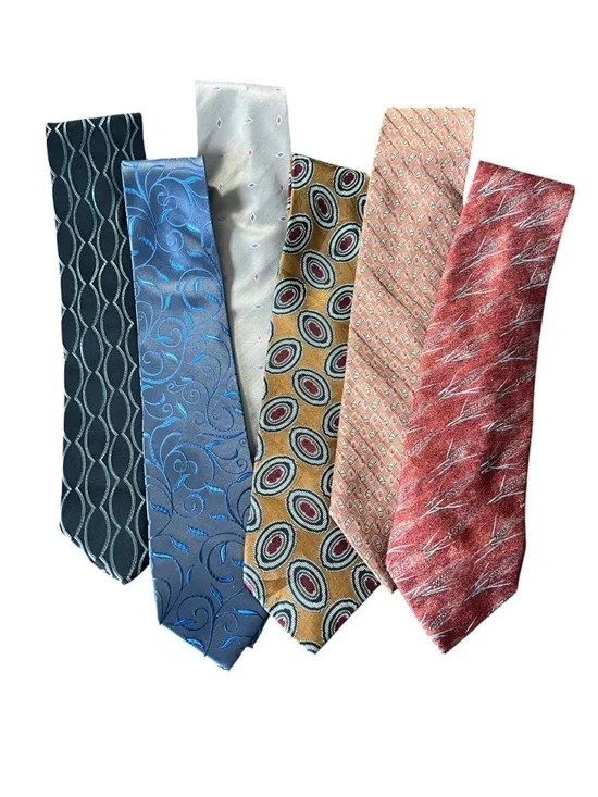 Lot of 6 100% Silk Mens Ties Designer Mixed Brands Valentino Alfani Mondo
