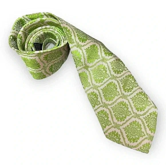 Setazone Mens Pink‎ Green Paisley Silk Handmade Tie Wedding