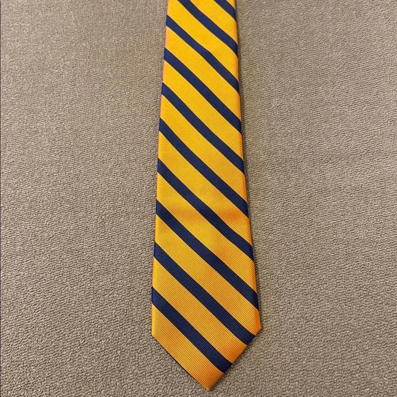 Tommy Hilfiger Silk Necktie Tie Orange & Blue Striped (TD)