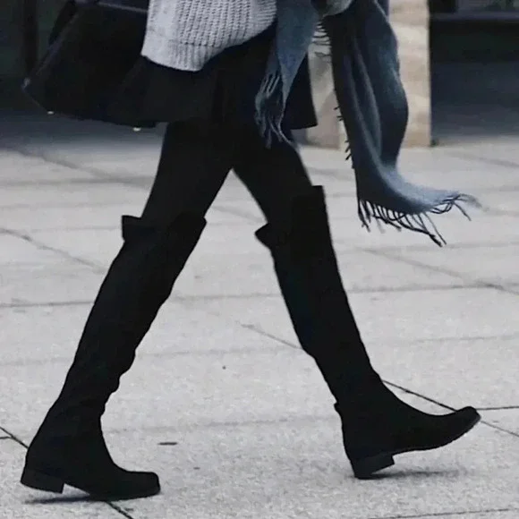 New J. Crew Over the Knee Boots Black Suede Size 9.5