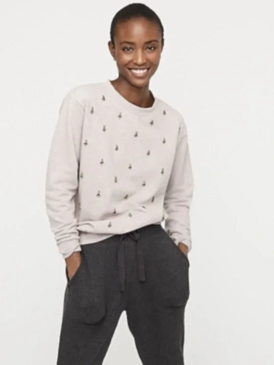 J.Crew Jewel Embellished Sweatshirt Small Heather Gray