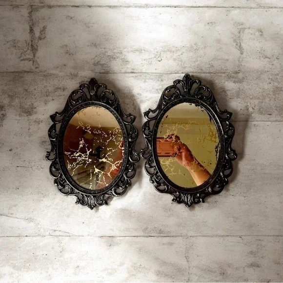 Vintage Ornate Regency style marble mirror set of 2