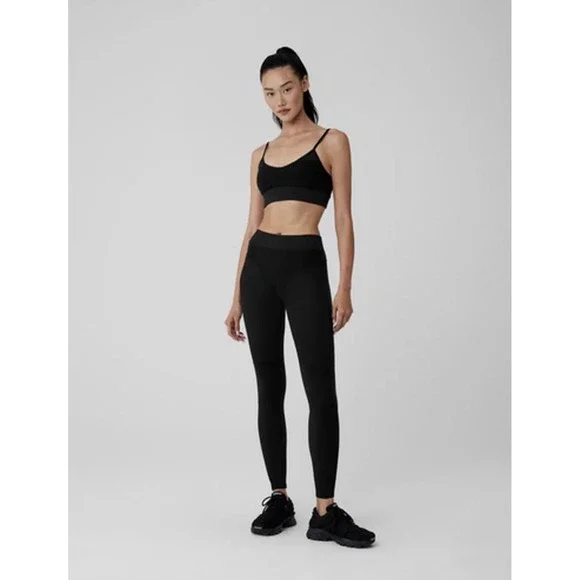 Alo Alosoft High Waist Head Start Leggings Women's Sz M Black 80s Bikini Seaming