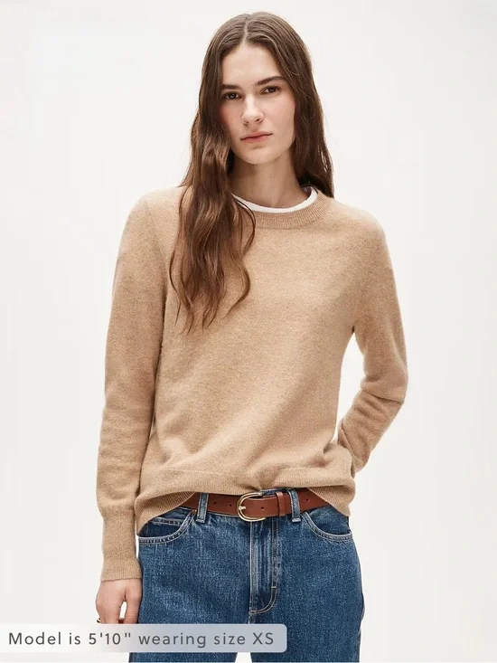 NWT! J. CREW Women's Cashmere classic-fit crewneck sweater heather camel medium