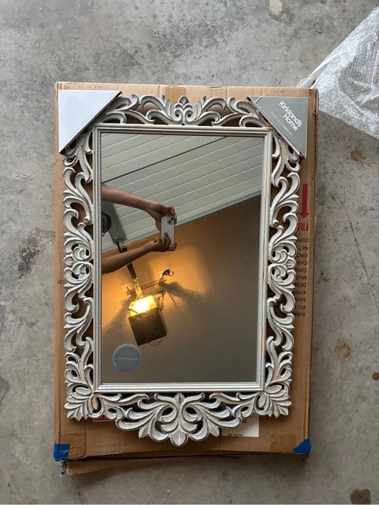 Kirklands White Ornate Carved Wall Mirror