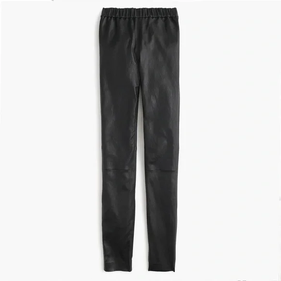 NWOT J Crew Collection Black 100% Leather Stretch Legging Sz 000 seam separated
