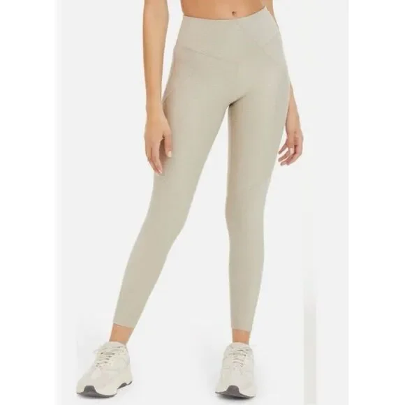 Good American High Waist Angled Rib Leggings Summer Sand
