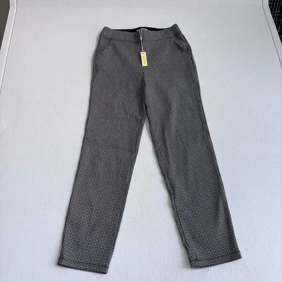 Max Studio Pull On Ankle Dress Pants Women's M Black White Retro Mod Comfort NWT