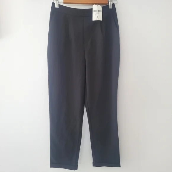 Forever 21 Black Elastic Waist Pants Ankle Woven Womens Size Small