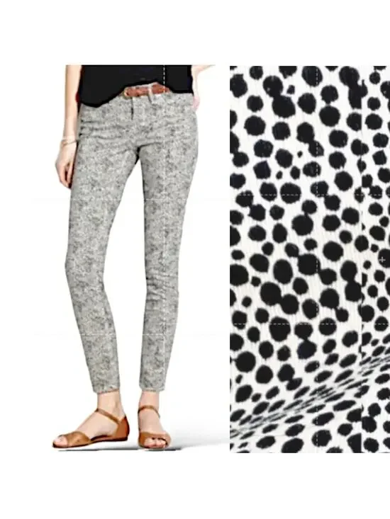 MADEWELL Safari Dotted Print Pants Mid Rise Ankle Stretch Slim White Black