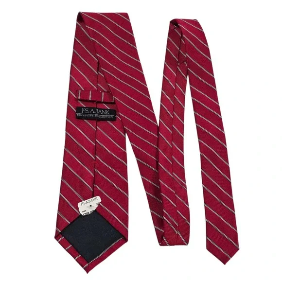 JOS. A. BANK Executive Collection Red Striped Silk Necktie‎ Mens Fashion New