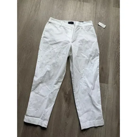 Talbots Perfect Crop Pant, White, Size 4 Petite, NWT, Cotton