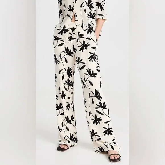Anine Bing Owen Pants Tropical Leaf Print New