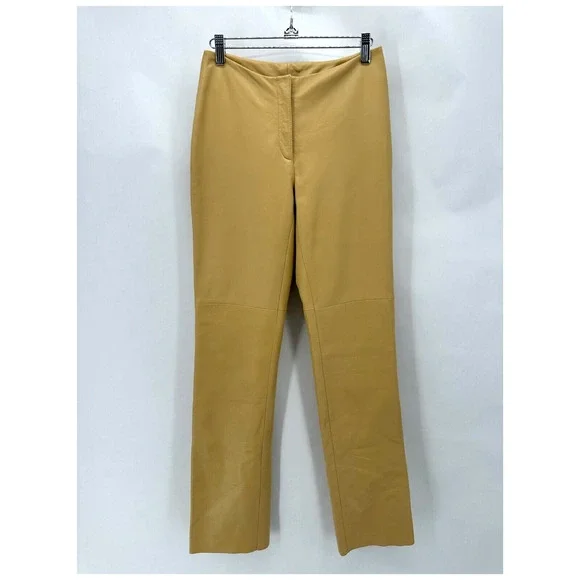 Vintage Bebe Y2K Straight Leg Leather Pants Size 4 Tan Grunge Festival Y2K‎ 90s