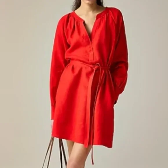 J.Crew Cabana Mini Dress in Linen – Red Arroyo, Size S, NWT