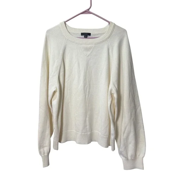 J. Crew Women's Crewneck Pullover sweater Ivory Sz XL Cotton/Cashmere Blend NWOT