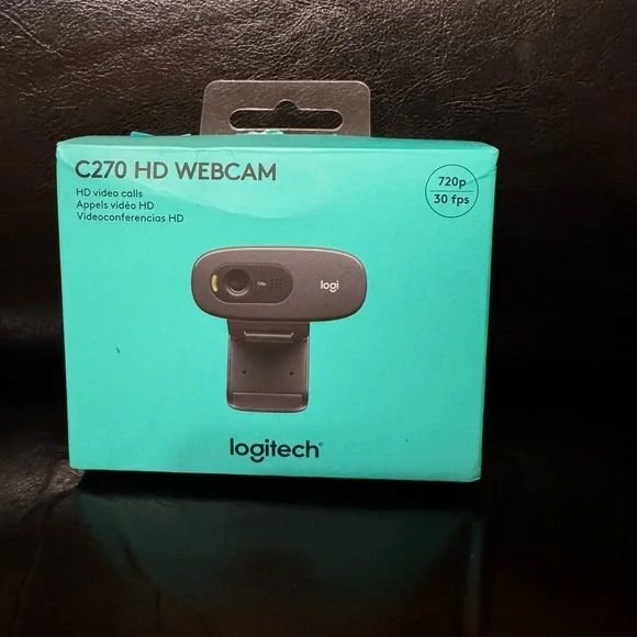 Logitech C270 720p HD Webcam Camera with Built-in Mic in Box