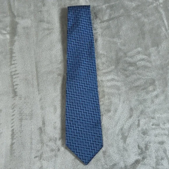 Vintage Lauren Ralph Lauren Tie Mens 55.5x3.75 Blue Geometric Abstract Silk USA