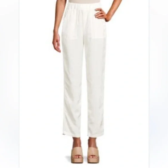 NWT Saks fifth avenue elasticized waist band white pull on pants size XL