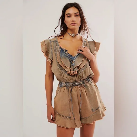 FREE PEOPLE FP One Naya Chambray Romper NWOT