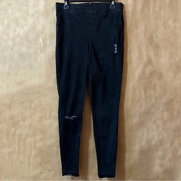 Spanx | Vintage Distressed Ankle Skinny Jeans High Rise Jeggings Black Size M