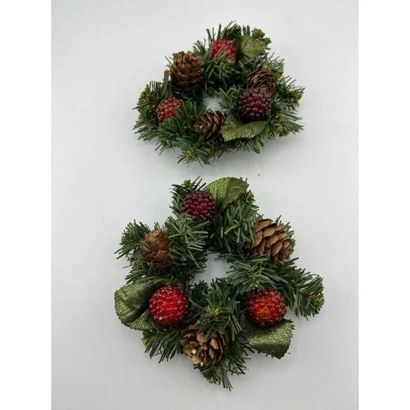 Vintage Christmas Plastic‎ Holly Berry Candle Ring Wreaths
