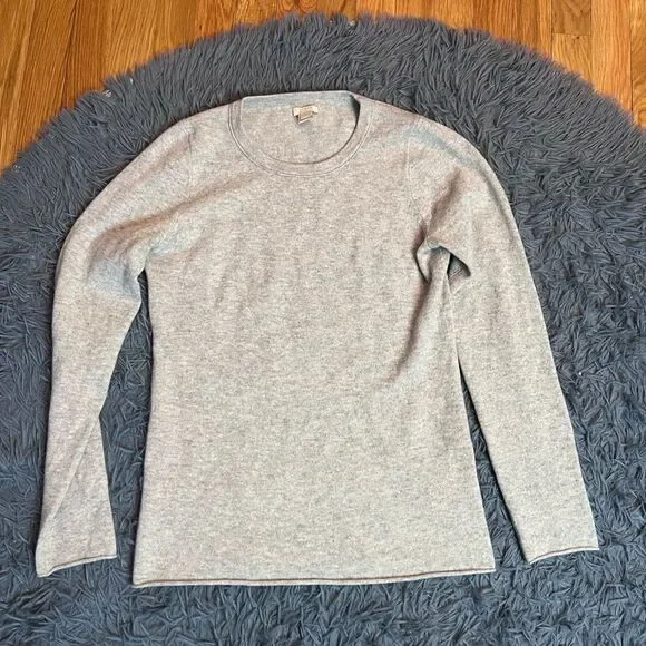 J.Crew Light Gray 100% Cashmere Sweater Size S