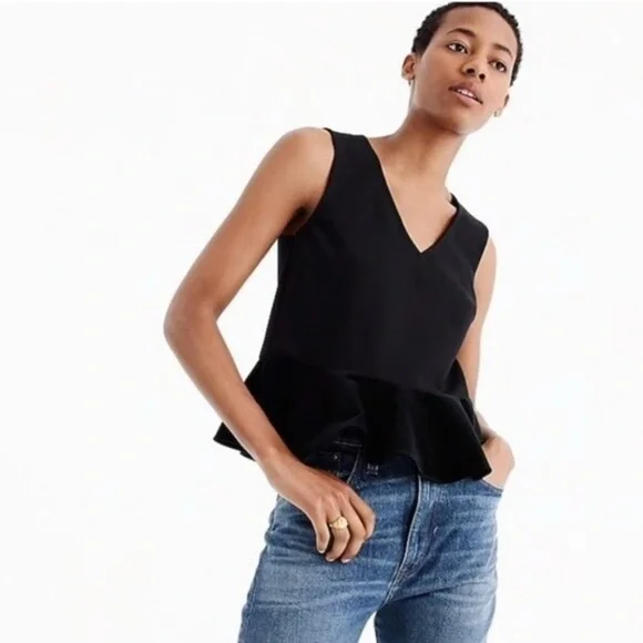 J.Crew black velvet peplum top