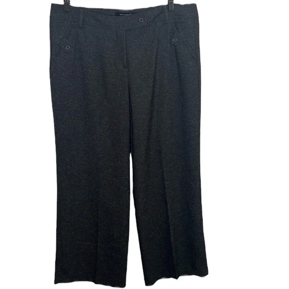 Sandro Dark Brown Heathered Wide Leg Dress Pants Womens Size 16P