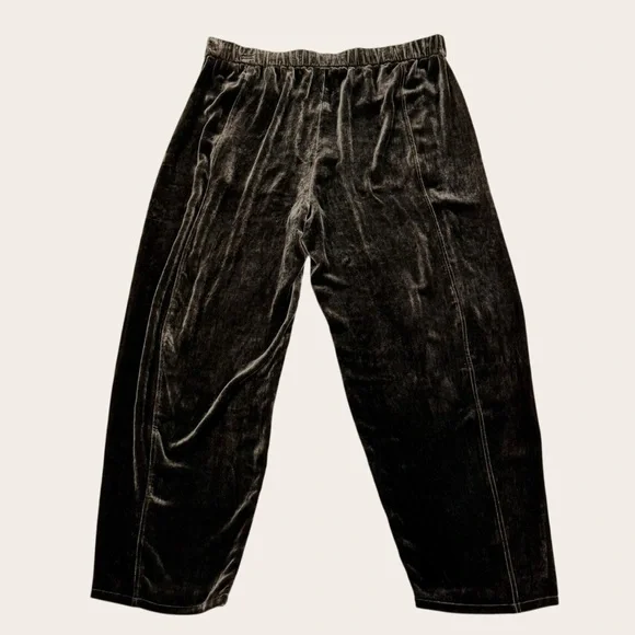 EILEEN FISHER Velvet Lantern Tapered Ankle Pants Wren Chocolate Brown NWT $288