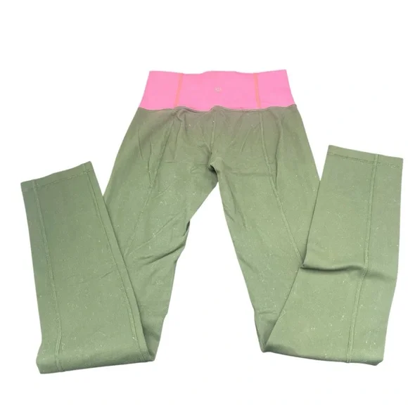 Lululemon Athletica Green and Pink Leggings Size 6 Inseam 34”