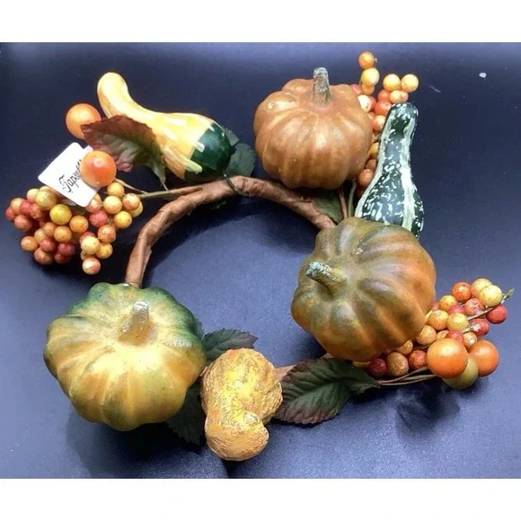 VTG Pumpkin & Gourd Candle Ring‎ Wreath 4