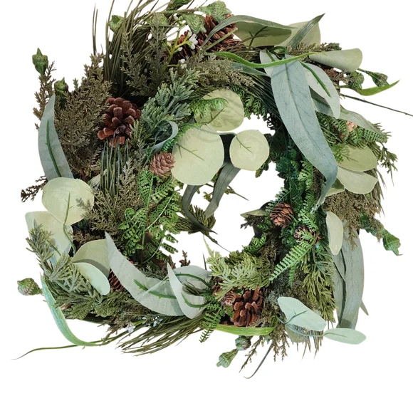 Prelit Green and Brown Wreath with Battery Pack New