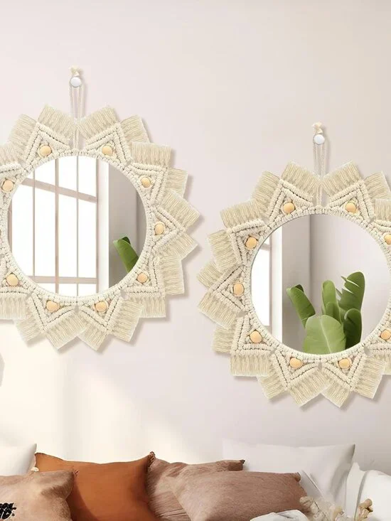 CroBlissful Boho Macrame Wall Mirrors - Set of 2 (NWT)
