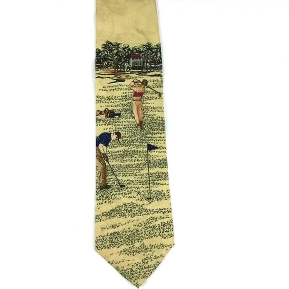 Robert Talbott For Nordstrom Beige Playing Golf Tie Finest Silk Men's Necktie