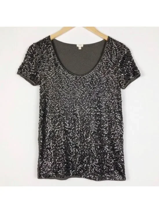 J. crew gray vintage sequin top