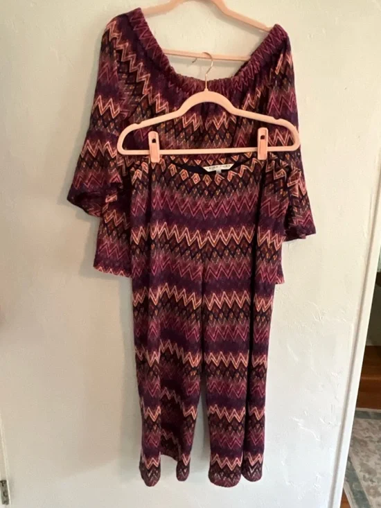 Trina Turk Penelope Zig Zag Off Shoulder Top and Wide Leg Pant Set XL