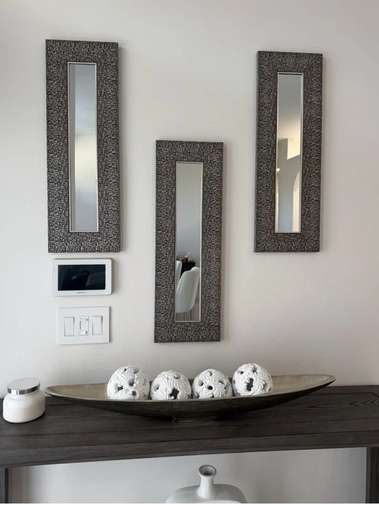 Silver Mosaic Framed Wall Mirror (Set of 3)