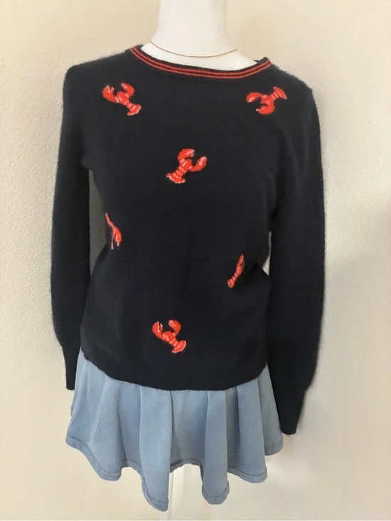 J.Crew 100% cashmere navy lobster sweater 💙🦞