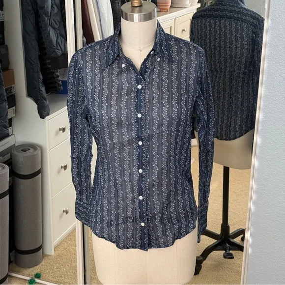 J. Crew Navy White Shirt Size: 0
