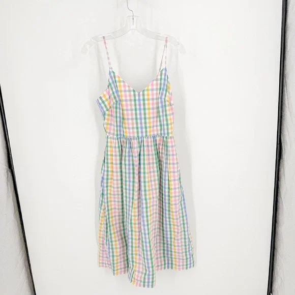 J. Crew Pastel Plaid Midi Dress