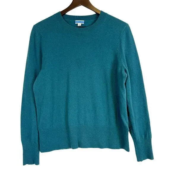 J.Crew Womens Classic Crew 100% Cashmere Sweater Teal Blue - L
