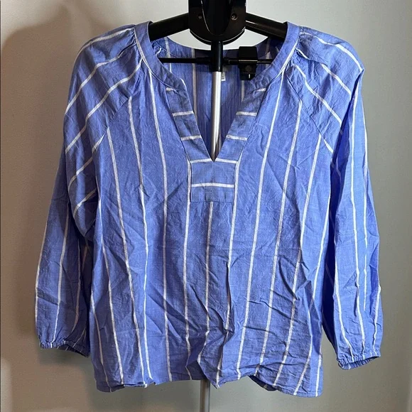 J. Crew Light Blue Striped Blouse