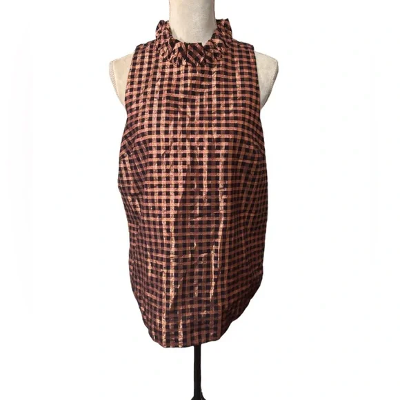 J. Crew Metallic Plaid Shirt Sz S