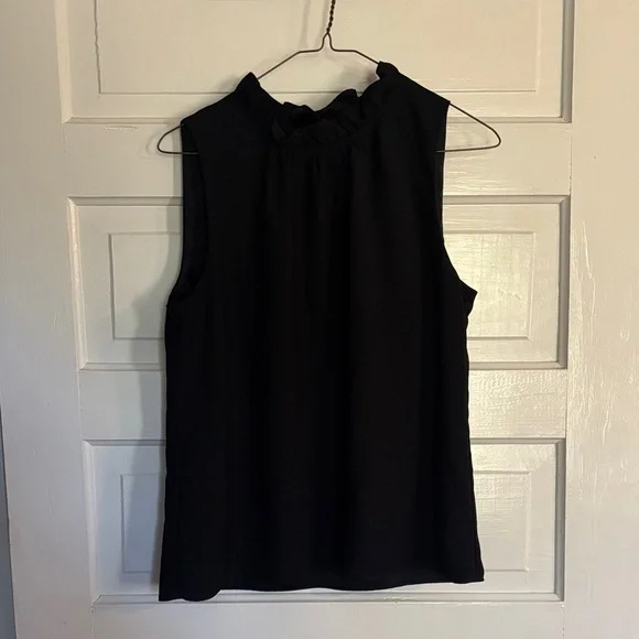 J. Crew Black Ruffle Neck Blouse