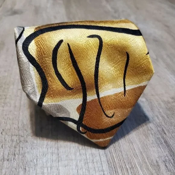 Jerry Garcia Tie Silk Brown Gold And Black Swirl 4