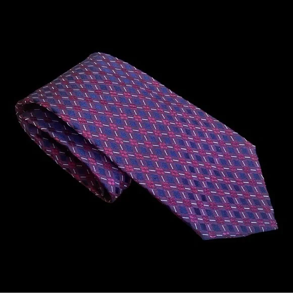 Tino Cosma Elegant Blue and Red Geometric Print 100% Silk Men's Tie