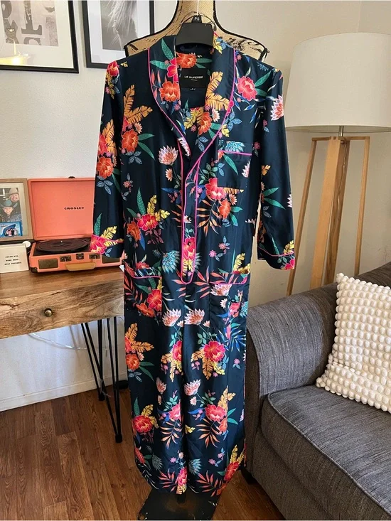 Le Superbe Floral Print V-Neck Jumpsuit Size 4