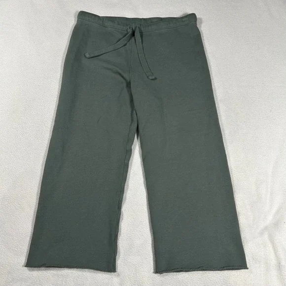 Frank & Eileen Catherine Favorite Sweatpants Womes Medium Green Wide Leg Crop